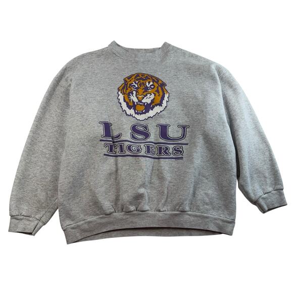 Vintage Mens XL 90s LSU Tigers Sweatshirt Crew Neck Pullover College Football - Picture 1 of 9